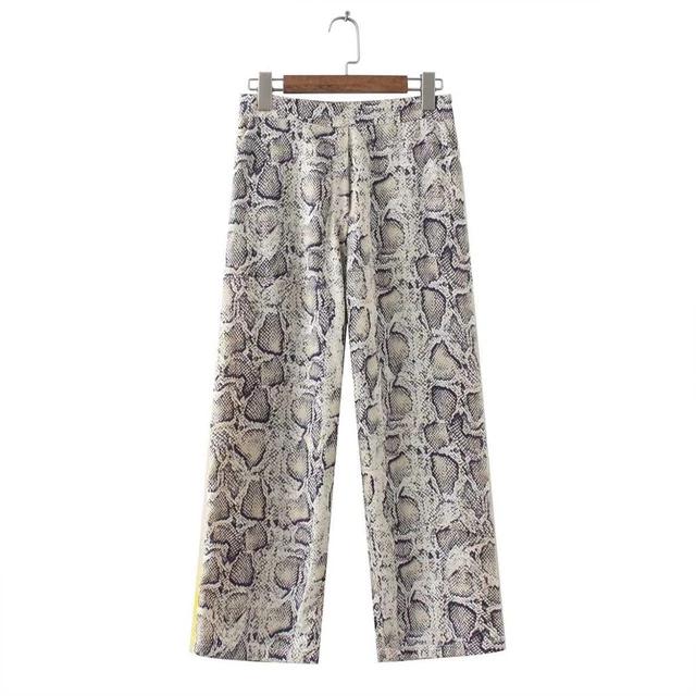 Brown Snake Print Wide Leg Trousers  In The Style