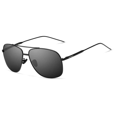 Stainless Steel Aviation Sunglasses for Men - Black Grey - Shopaholics