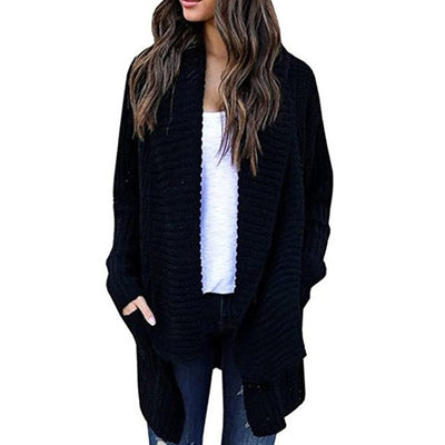 Women Regular Knitted Casual Shrug - Black sweater / S - Shopaholics