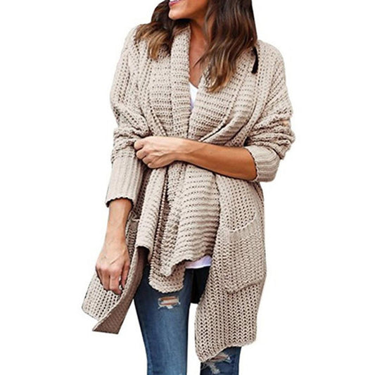 Women Regular Knitted Casual Shrug - Khaki sweater / S - Shopaholics