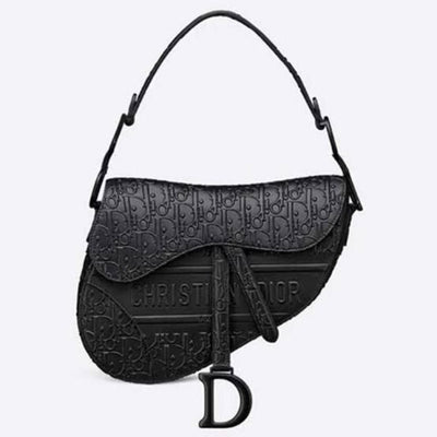 Vintage Leather Saddle Bag Crossbody Handbag For Women - Black - Shopaholics