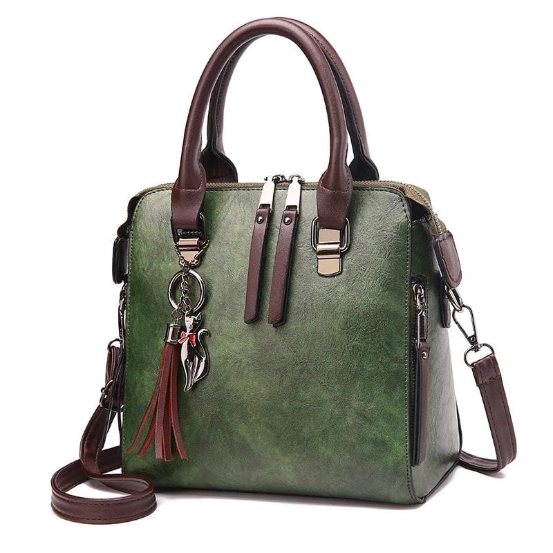 Vintage Pu Leather Handbag For Women - Green - Shopaholics