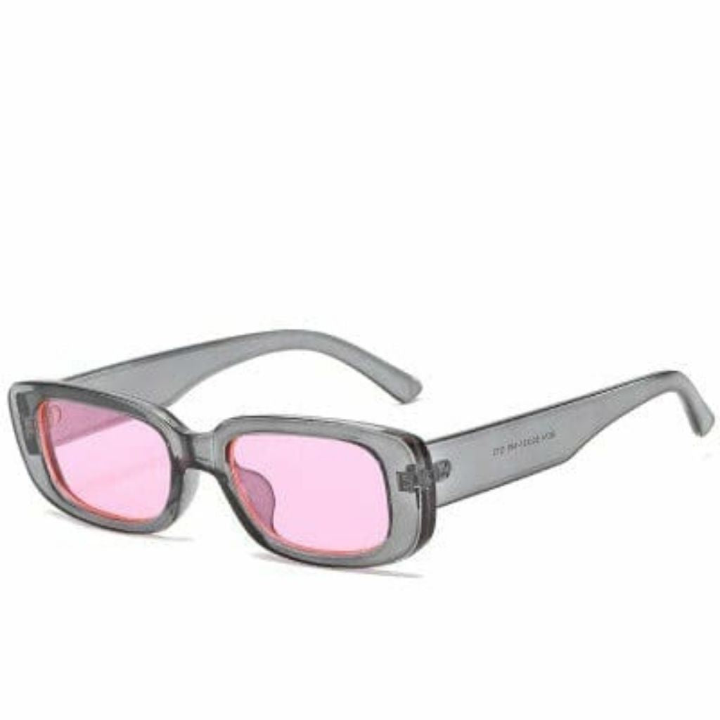Vintage Fashion Narrow Square Frame Rectangle Sunglasses For Women - Transparent-Pink - Shopaholics