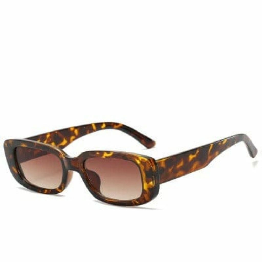 Vintage Fashion Narrow Square Frame Rectangle Sunglasses For Women - Leopard - Shopaholics