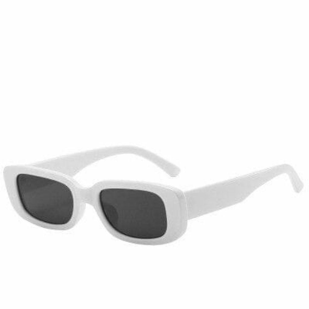 Vintage Fashion Narrow Square Frame Rectangle Sunglasses For Women - White - Shopaholics