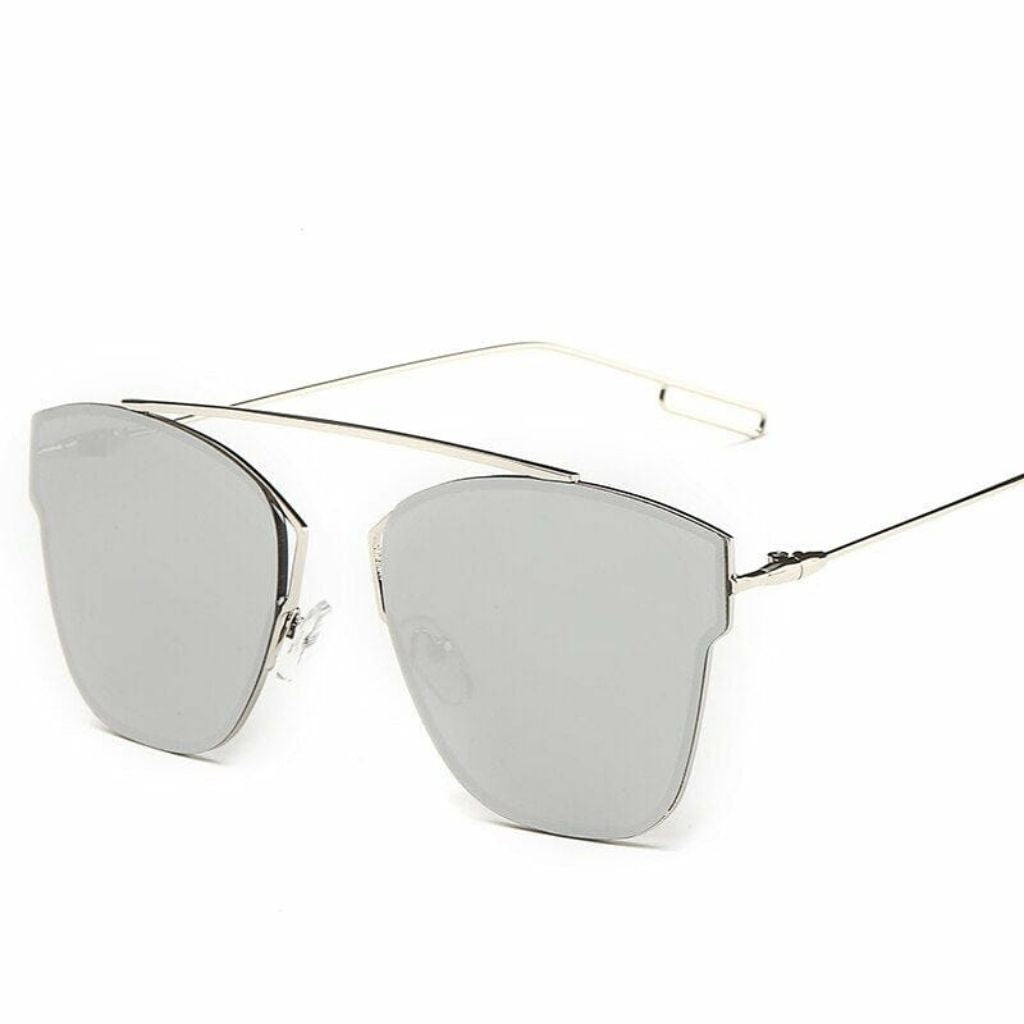 Vintage Metal Frame Mirror Sunglasses For Men And Women - Grey - Shopaholics
