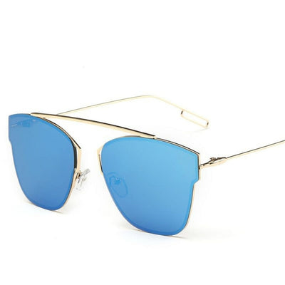 Vintage Metal Frame Mirror Sunglasses For Men And Women - Sky Blue - Shopaholics