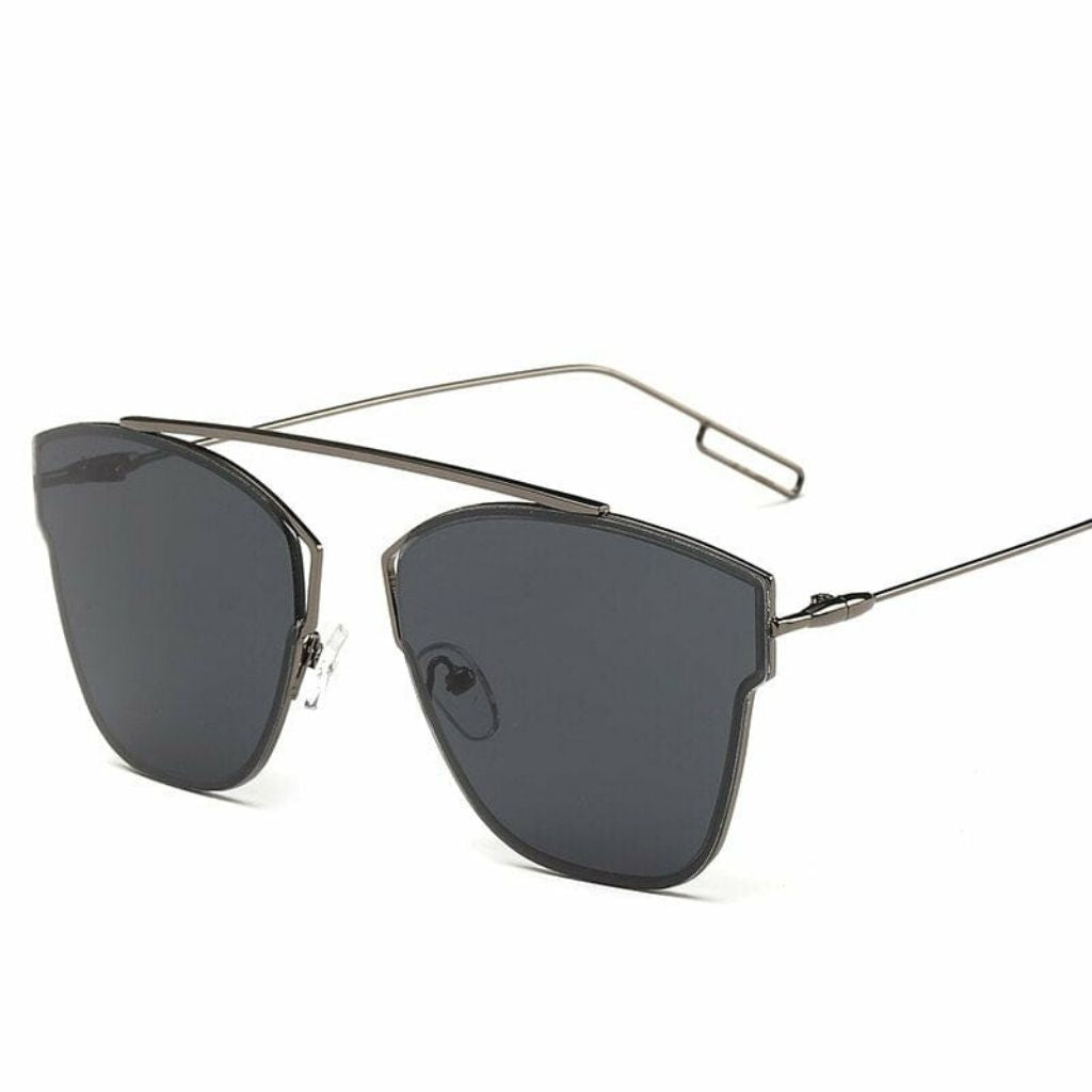 Vintage Metal Frame Mirror Sunglasses For Men And Women - Black - Shopaholics