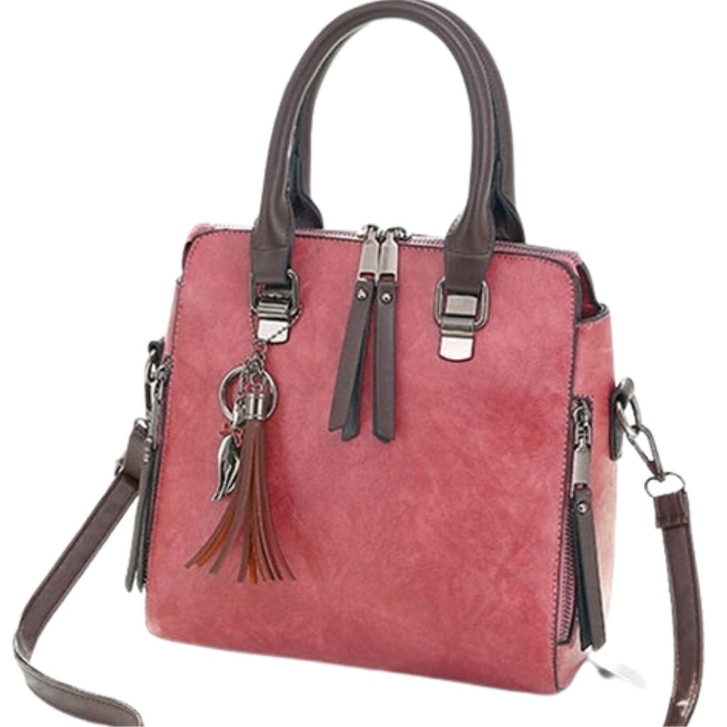 Vintage Pu Leather Handbag For Women - Pink - Shopaholics