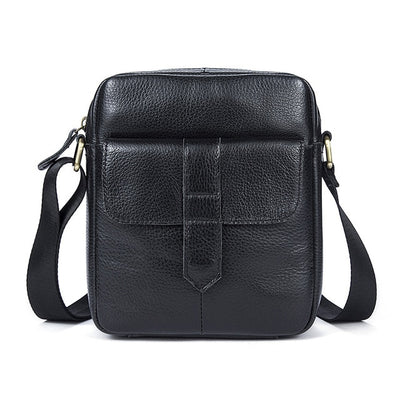 Men Genuine Leather Shoulder Bag - Black / 21CM - Shopaholics