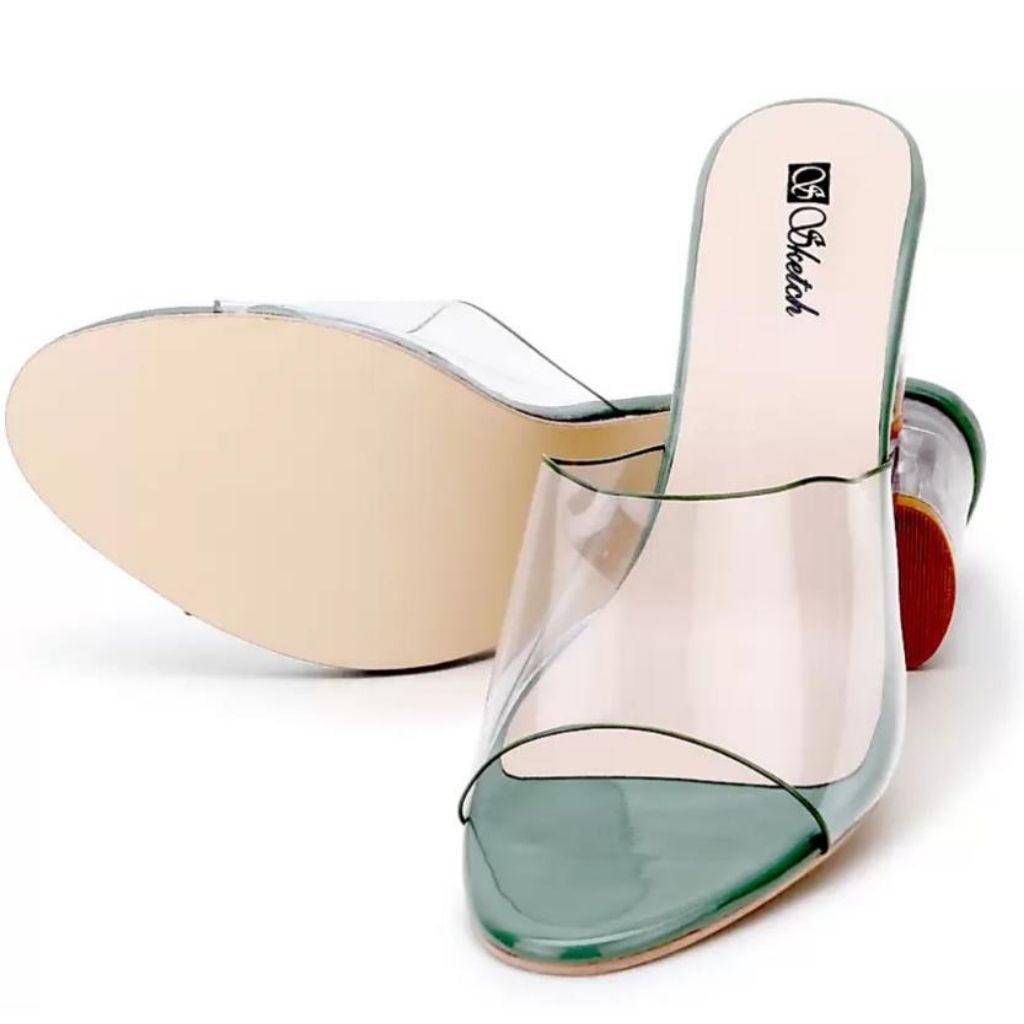 White Colour Block Heels Sandals For Women - Shopaholics