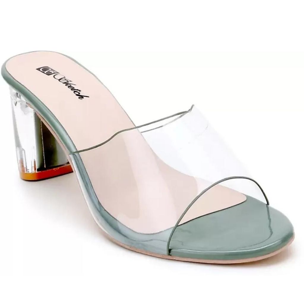 White Colour Block Heels Sandals For Women - Shopaholics
