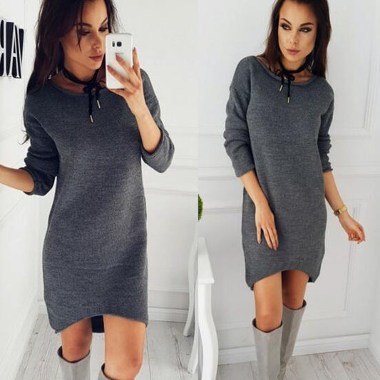 Winter Knitted Bodycon Dress for Women - gray / S - Shopaholics