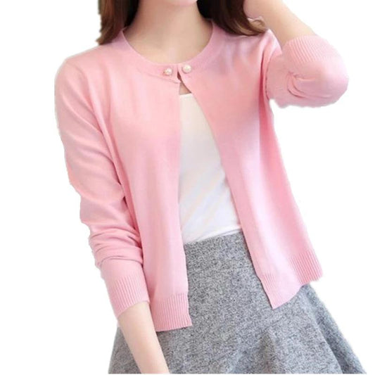 Women Slim O-Neck Knitted Cardigan - Shopaholics