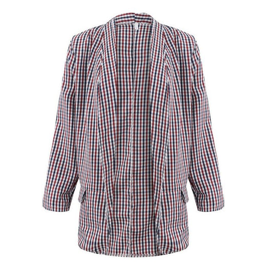 Women Coloured Grid Turn-Down Collar Jacket - ColoredGrid / L - Shopaholics