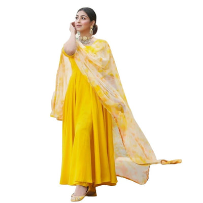 Yellow Solid Kurti And Pant With Dupatta For Women - Yellow / M-38 - Shopaholics
