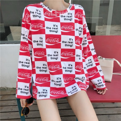 Autumn Women Cartoon Print T-Shirt for Her - PaoL 501 hong / XL - Shopaholics