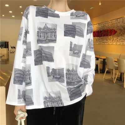 Autumn Women Cartoon Print T-Shirt for Her - PaoL 513 / XL - Shopaholics