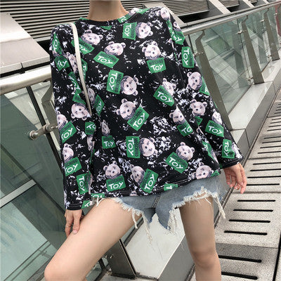 Autumn Women Cartoon Print T-Shirt for Her - PaoL 502 hei / XL - Shopaholics