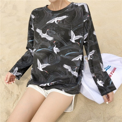 Autumn Women Cartoon Print T-Shirt for Her - PaoL 510 hei / XL - Shopaholics
