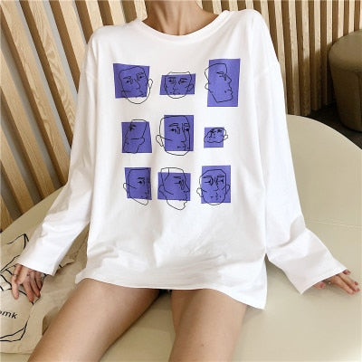 Autumn Women Cartoon Print T-Shirt for Her - Shopaholics