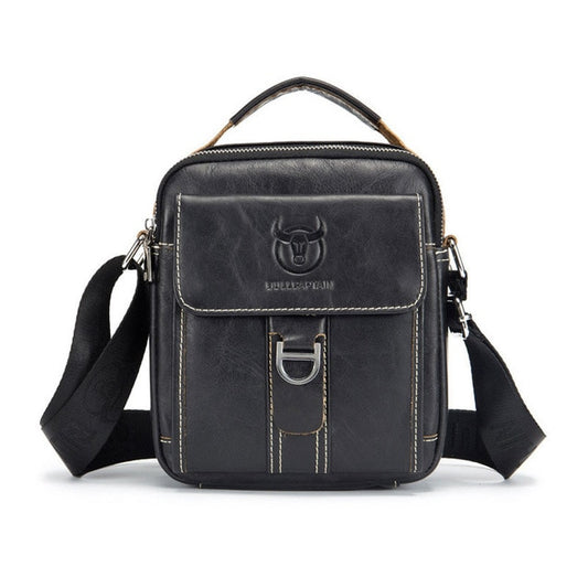 Genuine Leather Vintage Shoulder Bag - Black - Shopaholics